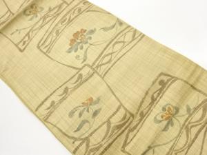 すくい織変わり色紙に花唐草模様織出し名古屋帯